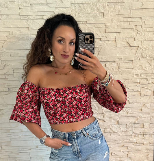 Offshoulder Top „Fiore Rosso“