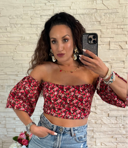 Offshoulder Top „Fiore Rosso“